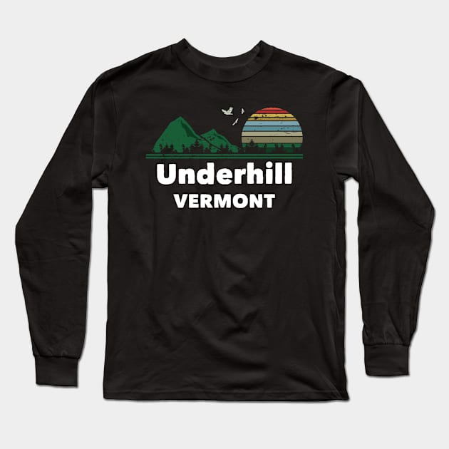 Mountain Sunset Flying Birds Outdoor Underhill Vermont Long Sleeve T-Shirt by greenrepublicmerch